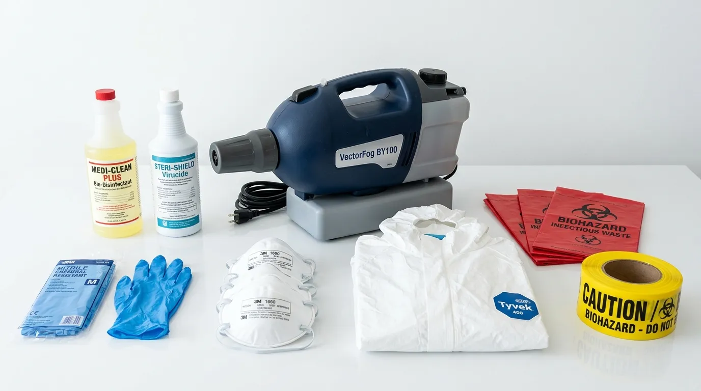 Professional biohazard remediation crew working in North Reading